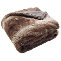 SAFAVIEH Faux Luxe Brick Striped Fur Throw, 50" x 60", Chocolate