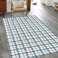 thumbnail image 3 of Blue Plaid Large Area Rugs for Bedroom Living Room, Soft Non Slip Carpet Bedside Rug, Watercolor Checkered Blue Ombre Rectangular Floor Cover Kitchen Accent Rug 3'x5' for Dining Room/Office, 3 of 9