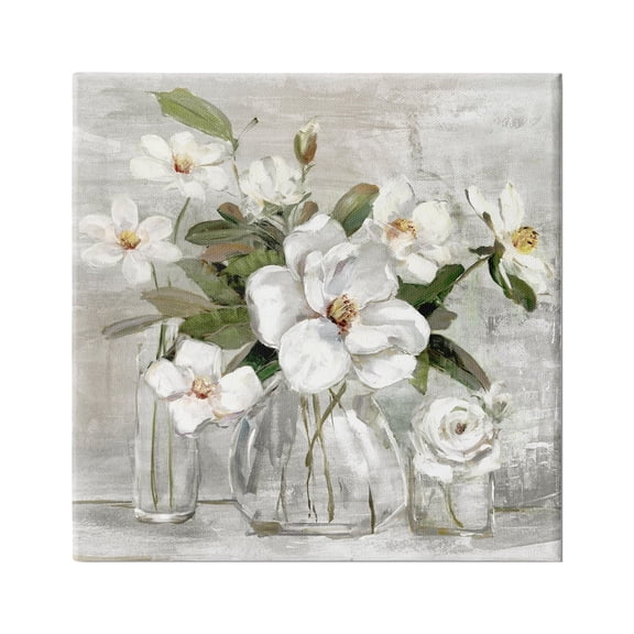 Stupell Industries Blooming White Florals Distressed Painting Country Still Life, 36 x 36, Design by Sally Swatland