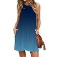 thumbnail image 3 of Womens Dresses Summer Sleeveless Round Neck Beach Tank Casual Dress Blue L, 3 of 4