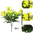 thumbnail image 2 of Topboutique Artificial Flower Impatiens 4 Pcs 7 Branches Silk Balsam Bouquet Flowers Fake Flowers Greenery for Balcony Garden Bonsai Decoration (Yellow), 2 of 9