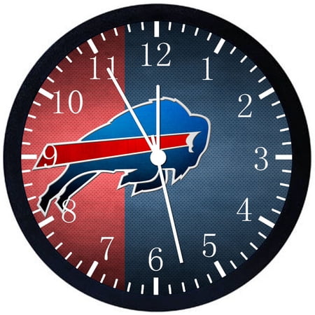 Bills Wall Clock Large 12 Black Frame Glass Face Non-Ticking E195