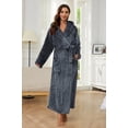 thumbnail image 2 of U2SKIIN Womens Fleece Hooded Robe, Full Length Soft Thick Plush Bathrobe,(Dark Grey,L-XL), 2 of 5