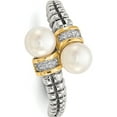 thumbnail image 5 of 14K/Silver Two-Tone Sterling Silver With 14K Fw Cultured Pearl & Diamond By-Pass Ring (Size 6) Made In Thailand qtc67-6, 5 of 5