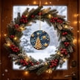 thumbnail image 5 of Linnome Christmas Tree Ornament 3.54 Inch Round Quilled Paper Art Style Hanging Decor, Blue and Golden Swirling Starry Night Design, Luxury Holiday Keepsake for Home Fireplace and Party Decoration, 5 of 7