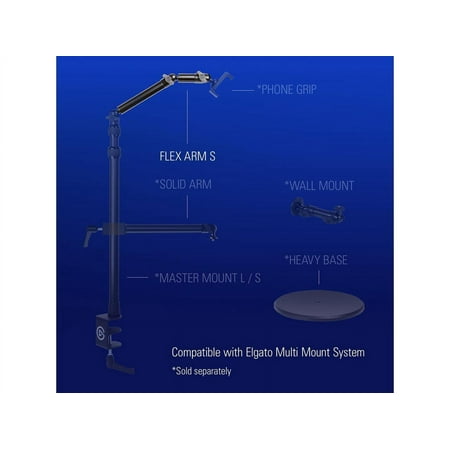 Elgato - Solid Arm - Attachable Solid Mounting Arm for Cameras, Lights, and Microphones. Works with Master Mount L