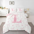 thumbnail image 3 of Erosebridal Girly Fairly Bedding Twin Comforter Set, Romantic Initial L Down Comforter, Kawaii Pink Bowknot, Reversible 2pcs, 3 of 8