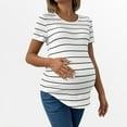 thumbnail image 5 of Bixock Tops for Pregnant Women,Basic Tops for Pregnant Women,Maternity Short-sleeved round-neck Striped Casual Slim-fitting Top with rounded Hem and Loose Short Sleeves, 5 of 5