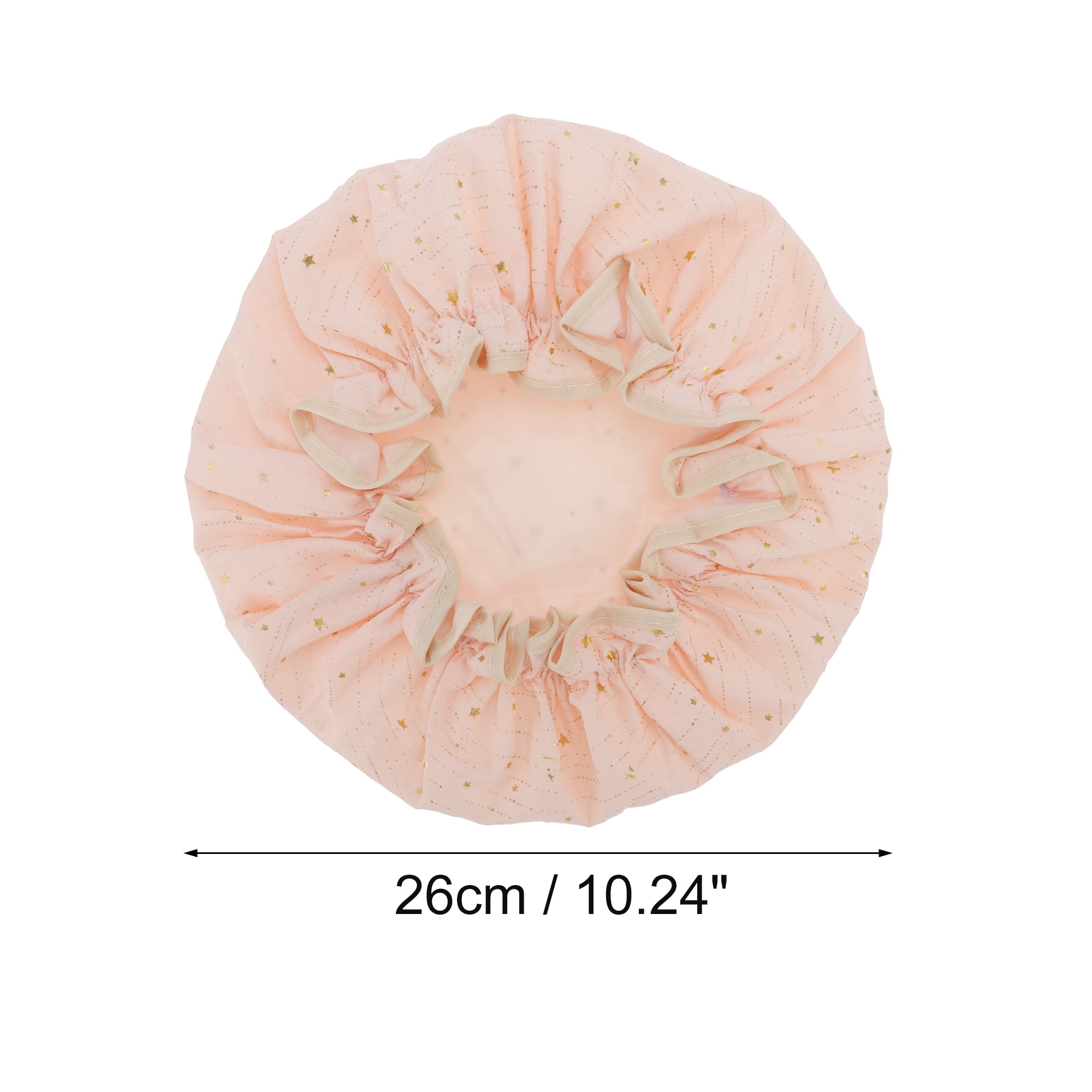 Unique Bargains Women Gold Stars Shower Cap for Bathroom 1 Pc Pink