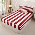 thumbnail image 2 of Manfei Red White Stripes Zipper Twin Comforter Sets with Fitted Sheet and 2 Pillowcases,Modern Geometric Zipper Bedding Set,Navy Blue Reversible,4pcs, 2 of 8