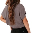 thumbnail image 3 of Short Sleeve Summer Women Solid Color Drop Crop Shirt Tops, 3 of 4