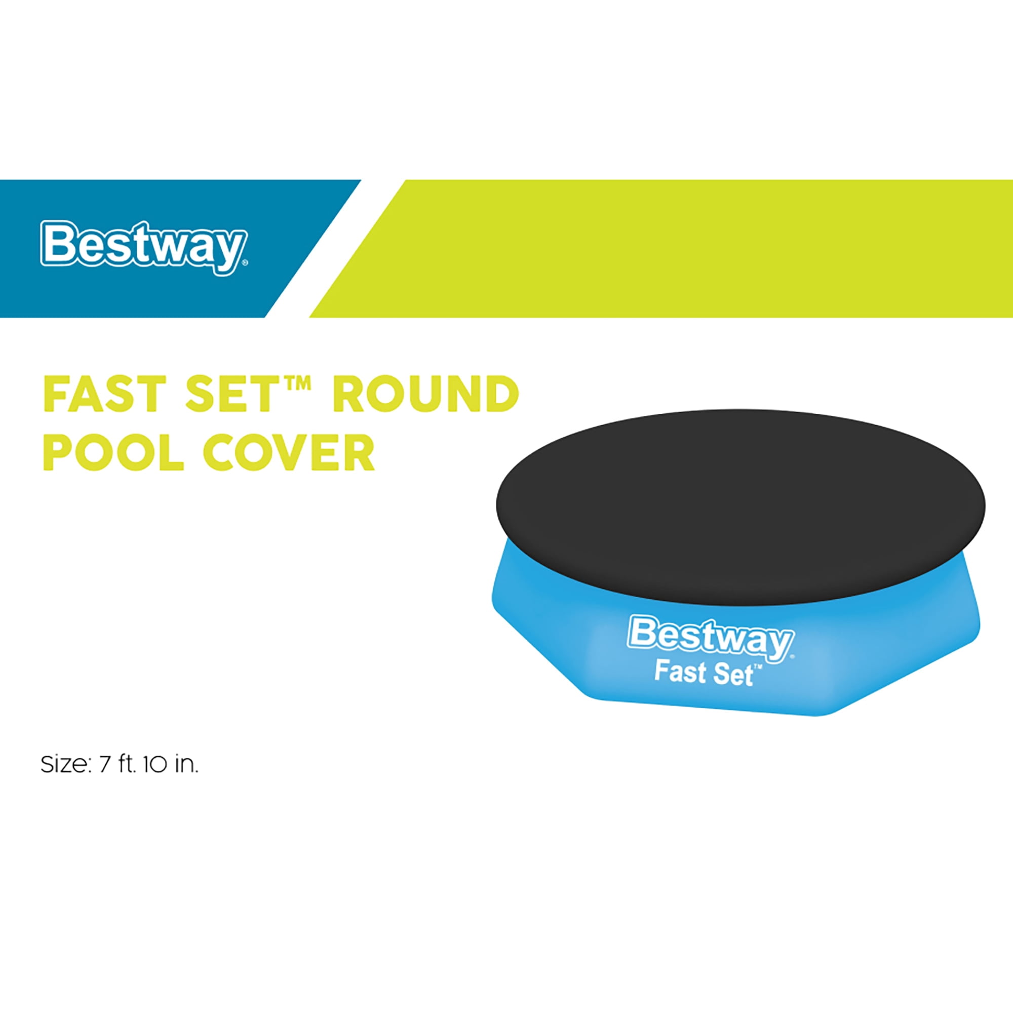 Bestway: 8' Round Pool Cover - Above Ground Pool Protector, Clear Water Maintenance Accessory, Drain Holes & Secure Rope, Durable PVC, Keep Out Debris