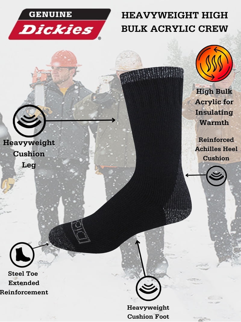 Genuine Dickies Acrylic Thermal Crew, 3 Pack, Shoe Size 6-12