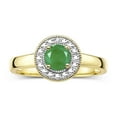 thumbnail image 1 of RYLOS Rings for Women 14K Yellow Gold Halo Ring with Round 4MM Gemstone &  Diamonds May Emerald Jewelry Size 7, 1 of 7