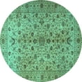 thumbnail image 1 of Ahgly Company Indoor Round Persian Turquoise Blue Traditional Area Rugs, 8' Round, 1 of 4