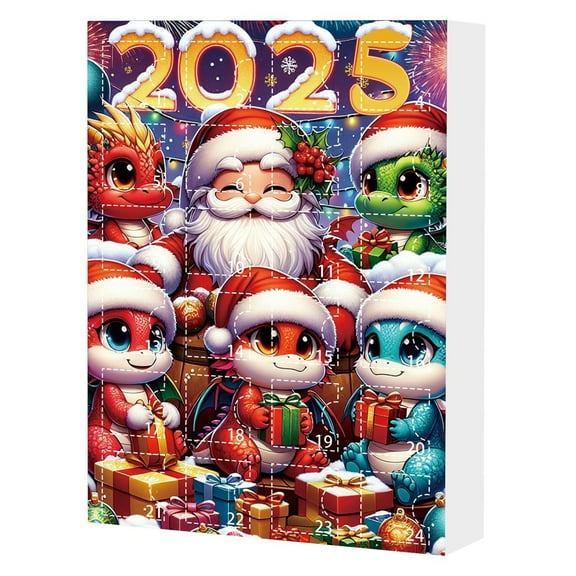 Taicans 2025 Christmas Countdown Calendar with 24 Dragon Ornaments,Santa Hat & Gift Box Resin Figurines - Advent Calendar for Kids,Holiday Decor for Home Tree,Christmas Countdown Gift