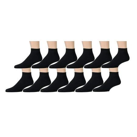 SOCKS'NBULK 12 Pairs of Mens Black Cotton Blend Sports Ankle Socks