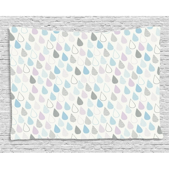 Farmhouse Decor Tapestry, Big Droplets Motif Filled with Ornate Lines and Dots Cute Urban Life Home Decor, Wall Hanging for Bedroom Living Room Dorm Decor, 60W X 40L Inches, Multi, by Ambesonne