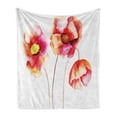 thumbnail image 1 of Poppy Flower Soft Flannel Fleece Throw Blanket, Watercolors Vibrant Poppies Graphic Peace and Death Sedative Plant Print, Cozy Plush for Indoor and Outdoor Use, 50" x 60", Red White, by Ambesonne, 1 of 6