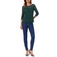 thumbnail image 2 of INSPIRE CHIC Women's Floral Lace Top 3/4 Sleeve Crew Neck Blouse XL Dark Green, 2 of 5