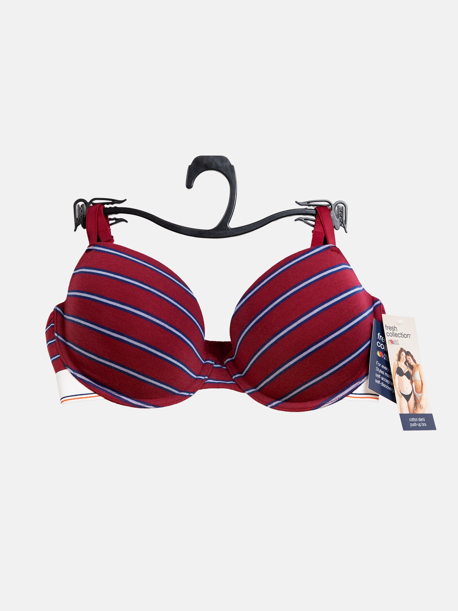 Fresh by Fruit of the Loom Women's Cotton Demi Push Up Bra, Size XS-XXL