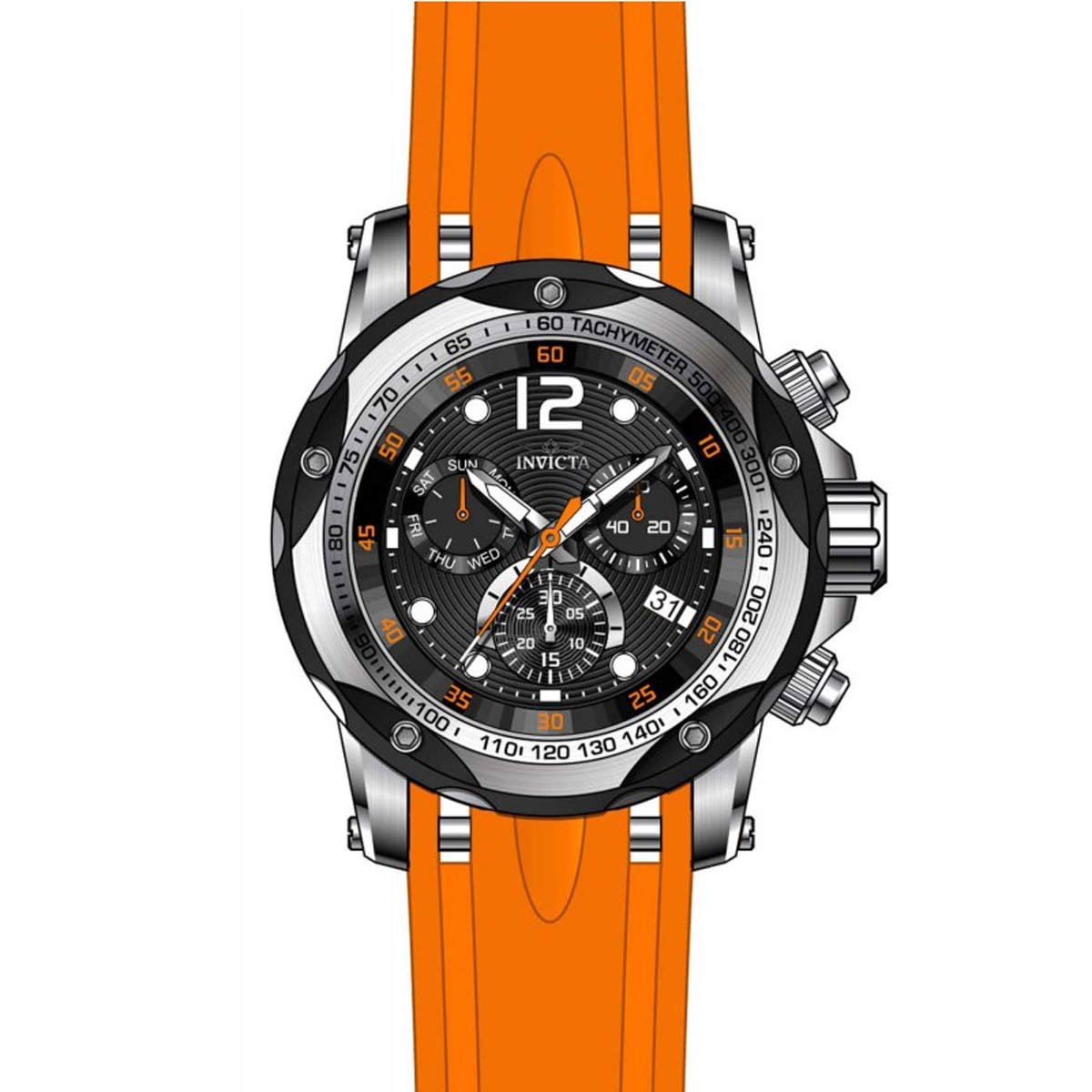 Invicta Men's Speedway Chrono Orange Polyurethane Black Dial Movement: Quartz