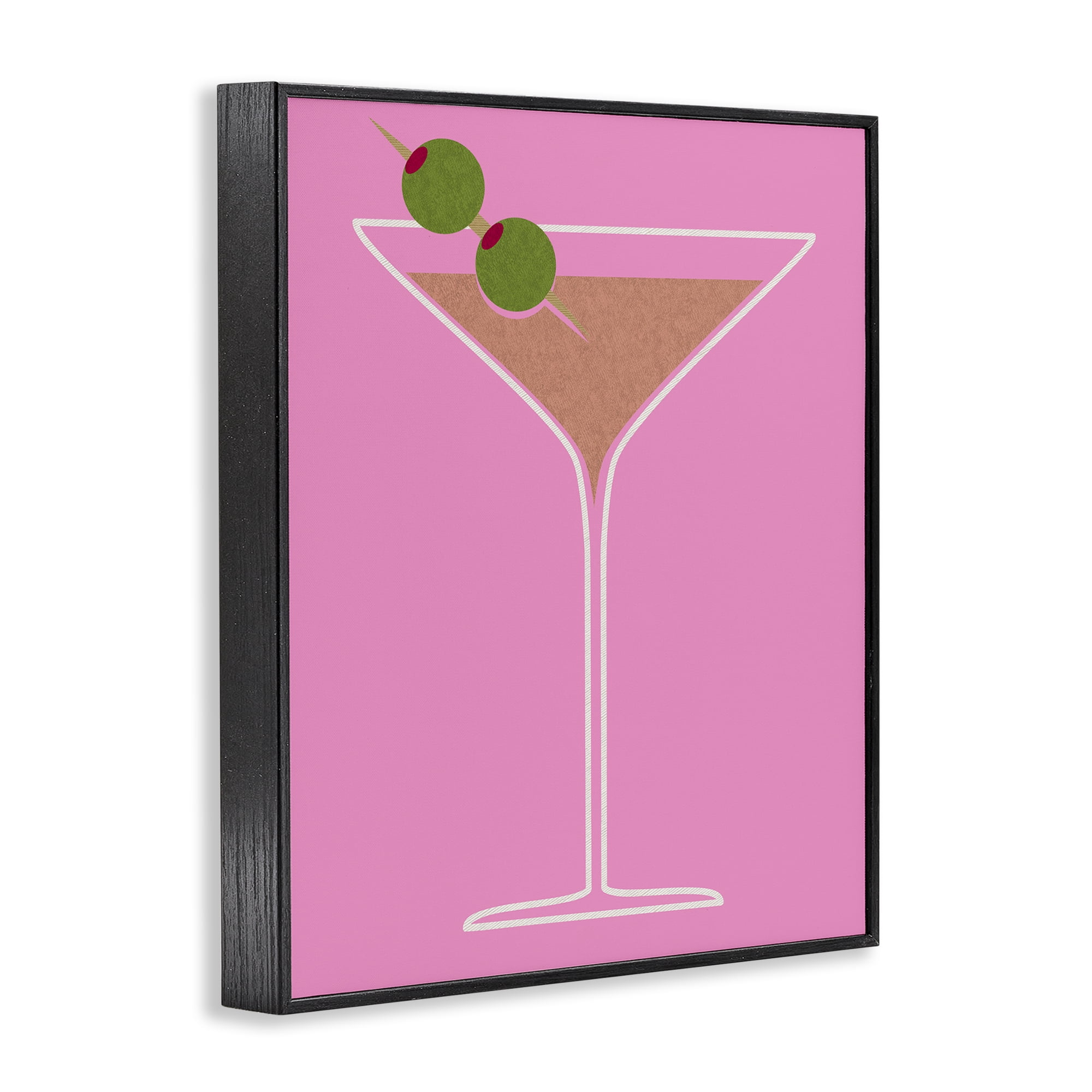 Stupell Industries Dirty Martini on Pink Food & Beverage Painting Black Framed Art Print Wall Art, 24 x 30
