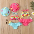 thumbnail image 3 of Gupgi Infant Girl 2 Piece Bathing Suit Flower Halter Neck Swim Tops Ruffle Shorts Sun Hat, 3 of 9
