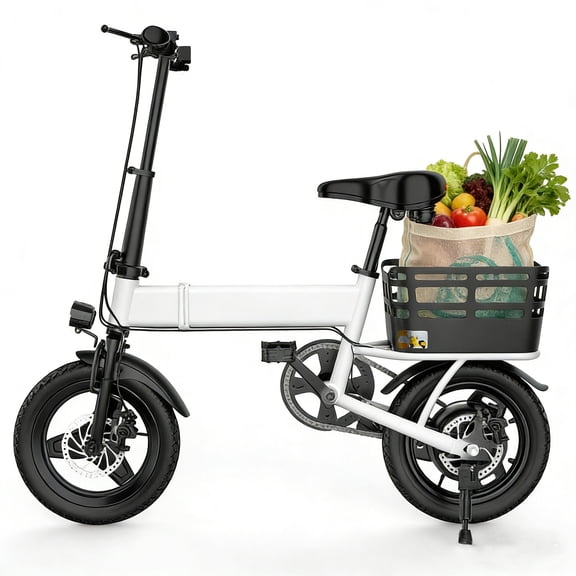 OwnGold 500W Foldable Electric Bike for Adults,432WH Lithium-ion Battery,20MPH 30 Miles,14" Ebike, Electric Mini Bike with Basket,UL2849