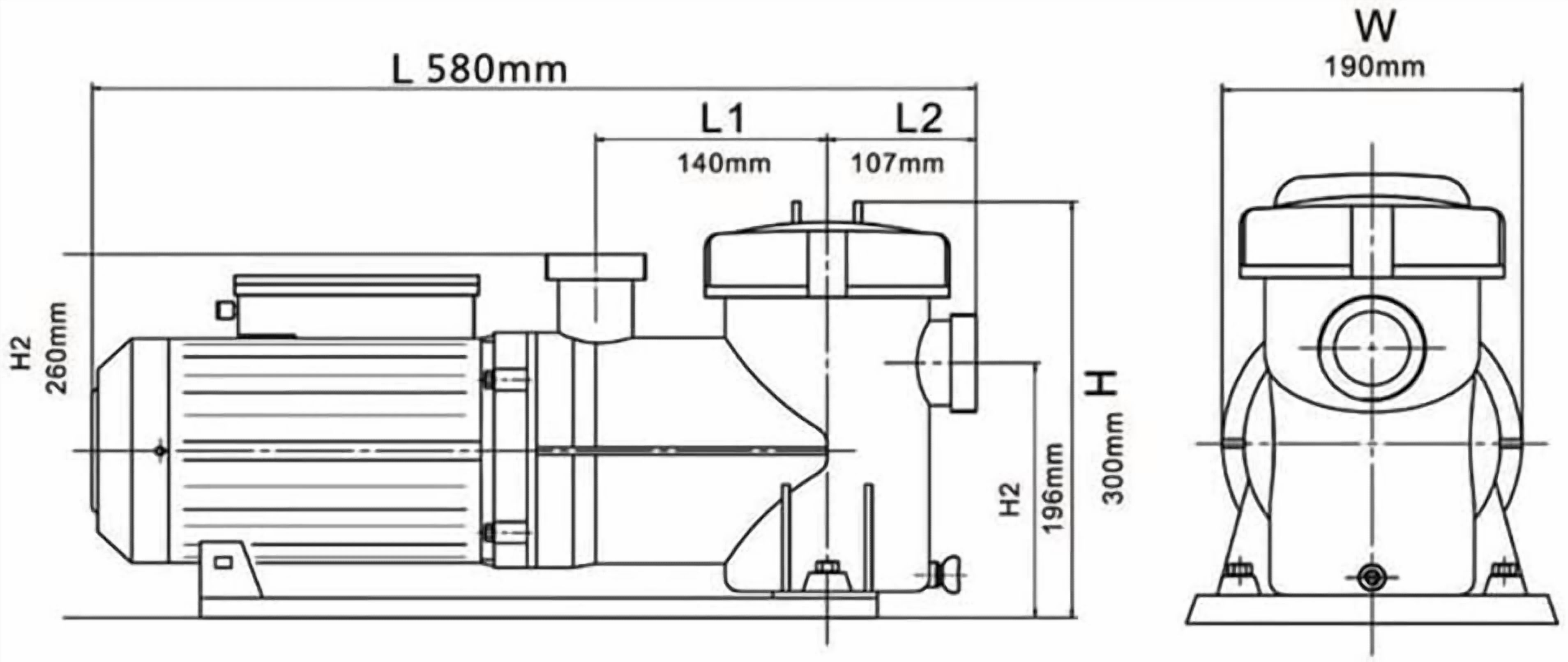 ATO Swimming Pool Pump, 0.5HP 220V or 380V, 0.37kW Speed Pumps for Above Ground Pool w/ Strainer Basket, Certification of CE