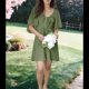 thumbnail image 4 of Vestido Mini Elegante con Escote en V Profundo y Lazo Verde M, 4 of 8
