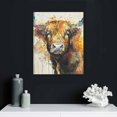 thumbnail image 5 of JEUXUS  Highland Cow Wall Art Colorful Abstract Animals Portrait Paintings Vintage Brown Cattle Canvas Prints Watercolor Farmhouse Artwork for Living Room Bedroom Bathroom Kitchen Home, 5 of 5