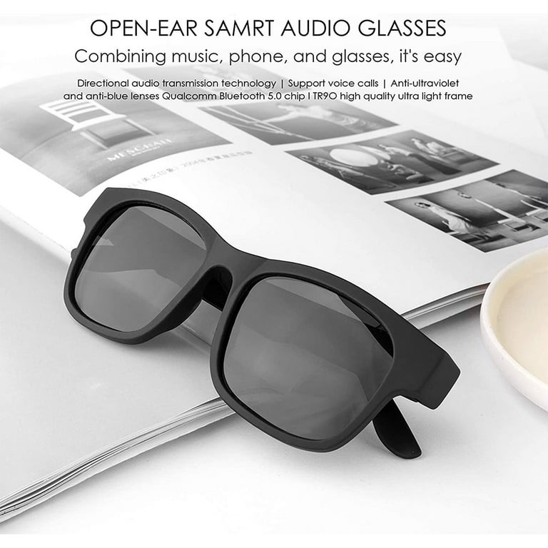 LNGOOR Bluetooth Sunglasses, Lens Full Resistance and Sports Water Open Ear UV Outdoor (Black) Sunglasses Speaker for Protection Audio