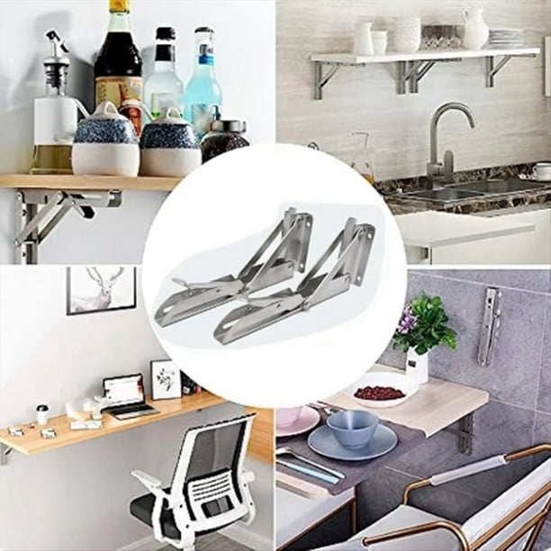 Soporte de Ángulo Plegable de Acero Inoxidable, Soporte Triangular, Soporte Pesado, Soporte Ajustable para Montaje en Pared de 16 Pulgadas