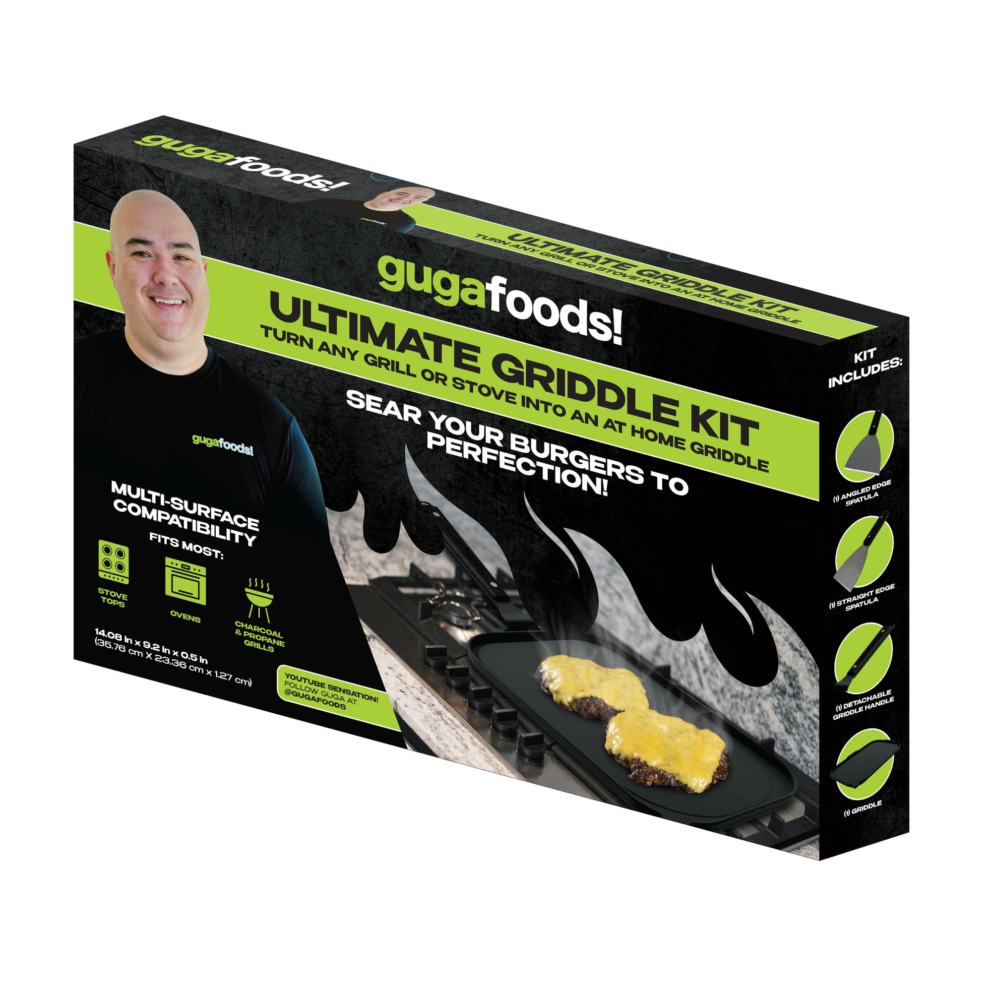 Guga Foods Ultimate Griddle Kit, Stainless Steel Spatulas, Multi-Surface Compatibility, 4-Piece Kit