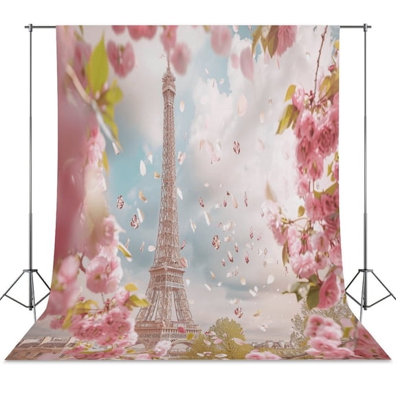 Blossoming Paris Eiffel Tower Backdrops for Photography for Party Backdrop Wedding Backdrop Background Picture
