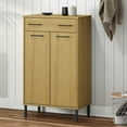 thumbnail image 1 of vidaXL Shoe Rack with Metal Legs Brown Solid Wood Pine OSLO, 1 of 5