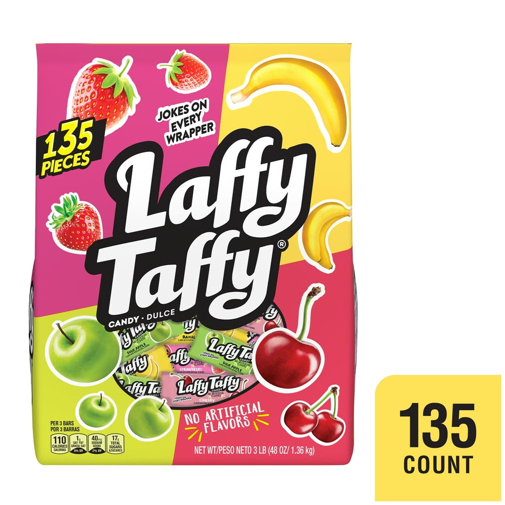 Laffy Taffy Strawberry, Banana, Sour Apple & Cherry Assorted Candy, 48