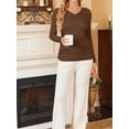 thumbnail image 4 of Weardear 3 Pack Maternity Shirt Long Sleeve Side Ruched Pregnancy Tunic Tops Casual V Neck T Shirts for Women, 4 of 6