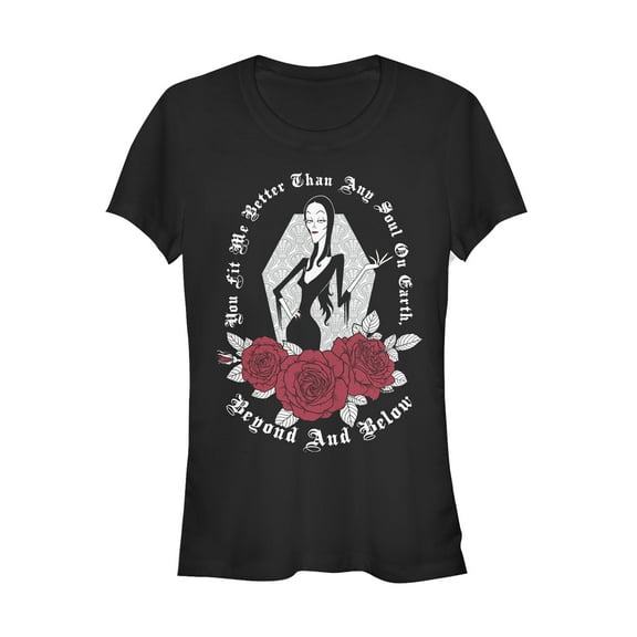 Junior's Addams Family Morticia Love Declaration Graphic Tee Black Medium