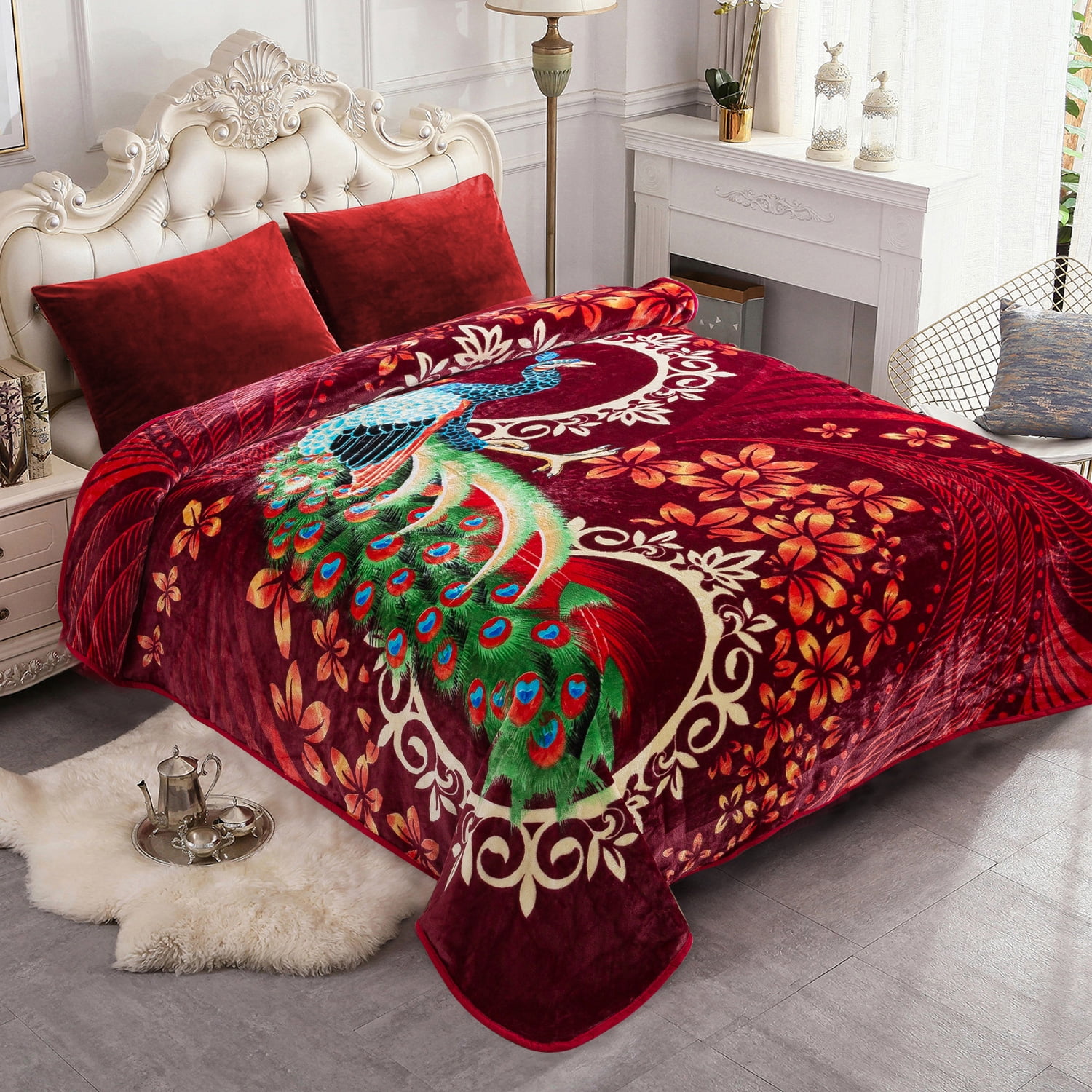 Organic Cotton Red Bear Comforter and Floral Blanket