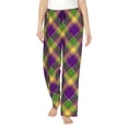 thumbnail image 2 of Picia Mardi Gras Plaid Womens Soft Woven Cotton Elastic Waistband Sleep Pajama Pant Lounge Sleep Pant With Pockets And Drawstring-Medium, 2 of 9
