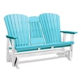 thumbnail image 2 of Furniture Classics Model 524ARW Two Seat Fan Back Glider with Drop Down Table/Cup Holder in Aruba Blue with White Base, 2 of 7