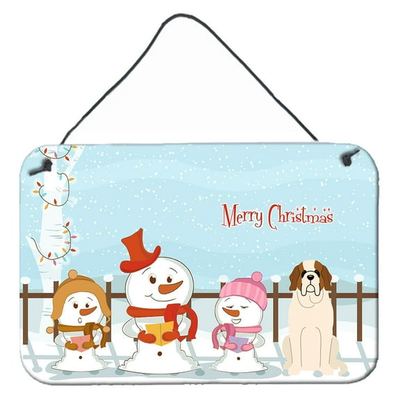 Carolines Treasures BB2366DS812 Merry Christmas Carolers Saint Bernard Wall or Door Hanging Prints 8x12 multicolor