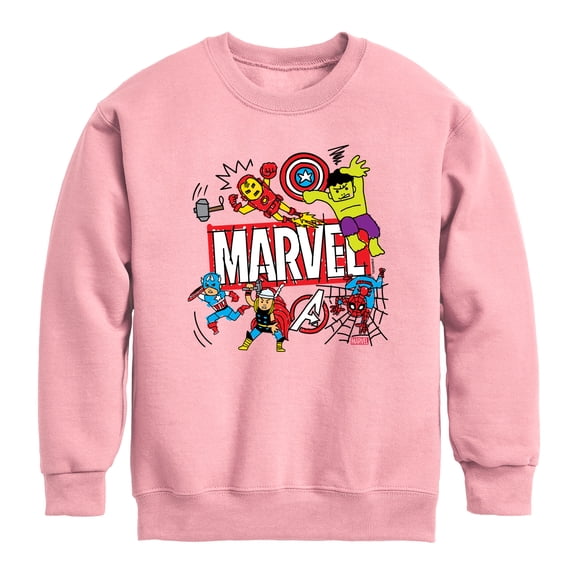 Avengers - Marvel Sketch - Youth Boys Crew Fleece Sweatshirt