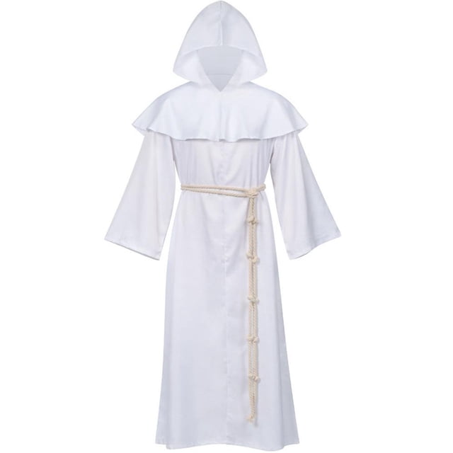 SXcggal Men's Hooded Cloak Robe Solid Color Priest Monk Clothes Outfit Versatile Casual Unique Clothes