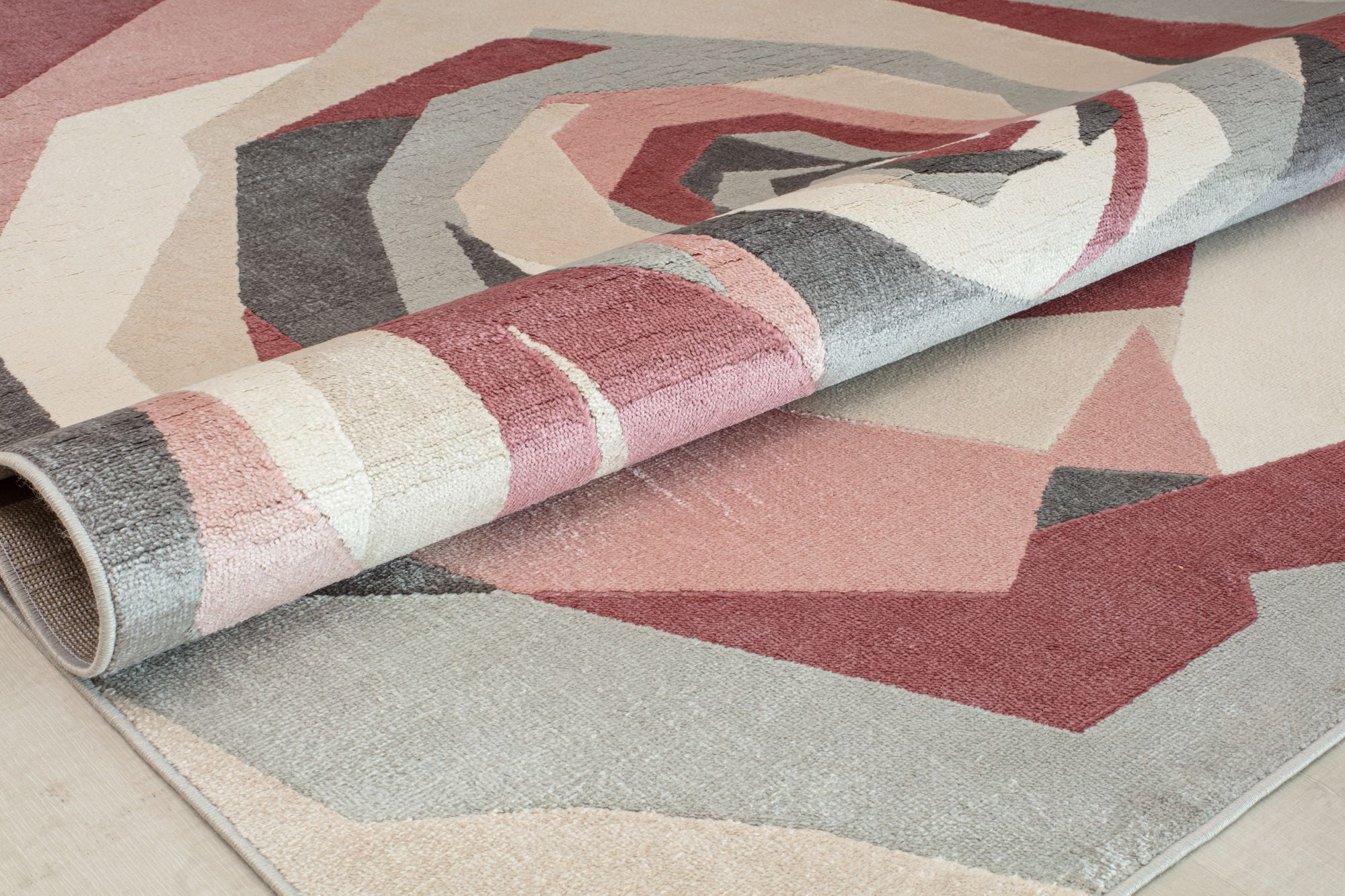Elizabeth Sutton VE10C Cheery Blossom Floral/Geometric Modern Pink Area Rug, 2'0" x 4'0"