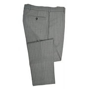 New Brooks Brothers Red Fleece Mens Flat Front 100% Wool Dress Pants Grey Striped (36W x 30L)