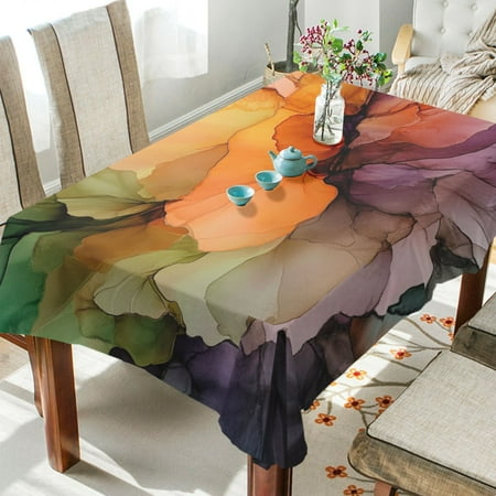 

WOBOGO Abstract Petal Pattern Square Tablecloth 60×90in Polyester Fabric Tablecloth Washable Dust Resistant Wrinkle Resistant