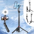 thumbnail image 1 of Sentmoon Selfie Stick Tripod Handheld Gimbal Stabilizer Extendable with Phone Holder Anti Shake Bluetooth Remote for Live Streaming Vlogging Photography Travel Outdoor Desktop Video Recording, 1 of 10
